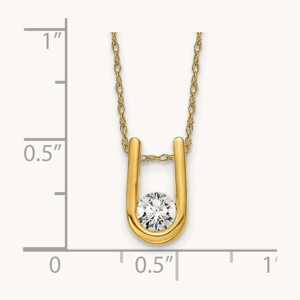 U-Shape Pendant Necklace, 0.25 ct tw Lab-Grown Diamond — 14K Yellow Gold