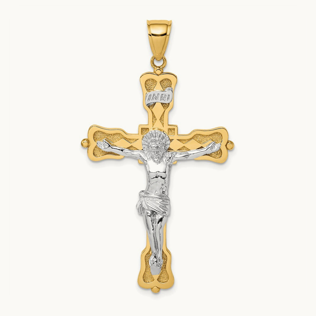 INRI Crucfix Pendant, 14K Two-tone