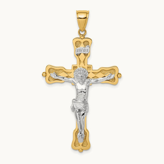 INRI Crucfix Pendant, 14K Two-tone