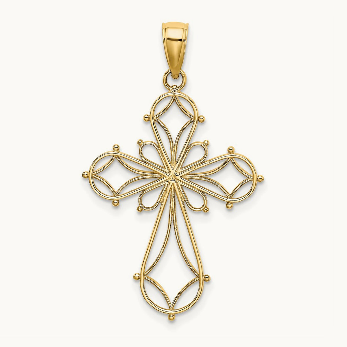 Cut-Out Shapes Fancy Cross Charm, 14K