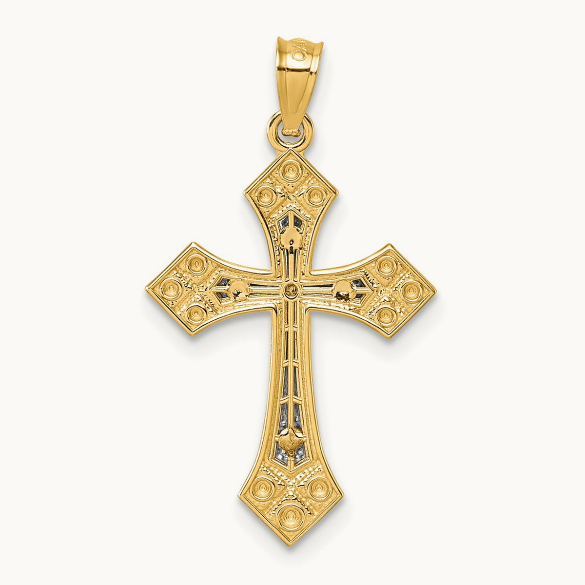 Diamond Cut Polished Cross Pendant, 14K Two-tone