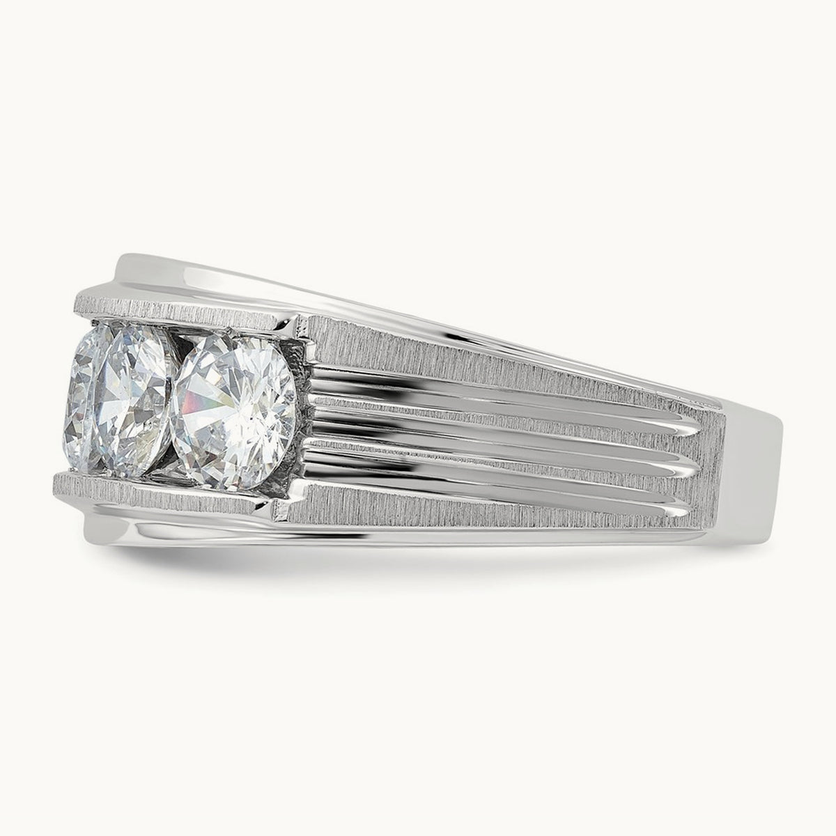 5 Stone Men's Ring, 3.50 ct tw Lab-Grown Diamond — 14K White Gold
