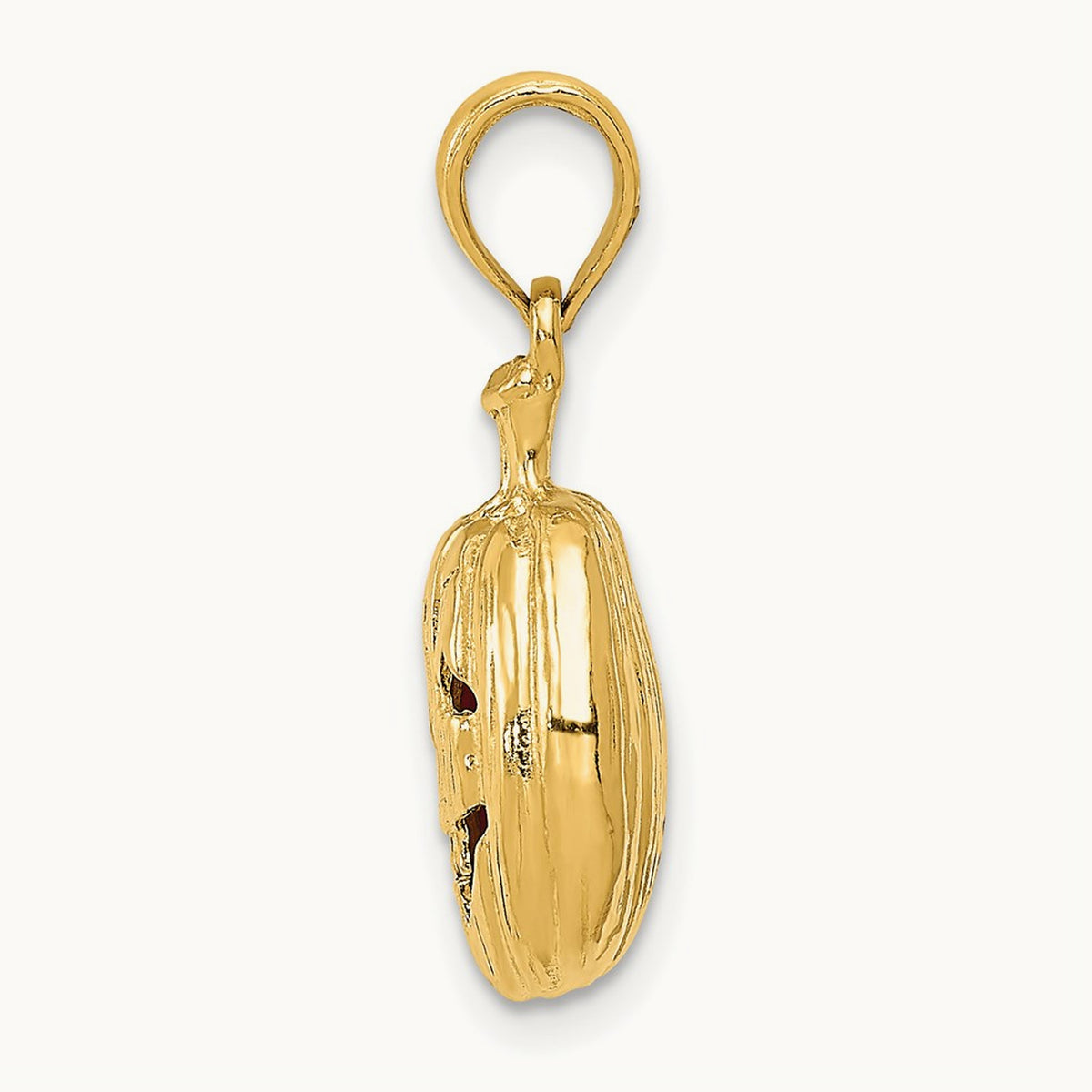 Enameled Inside 3-D Cut-Out Pumpkin Pendant, 14K
