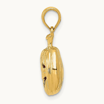 Enameled Inside 3-D Cut-Out Pumpkin Pendant, 14K