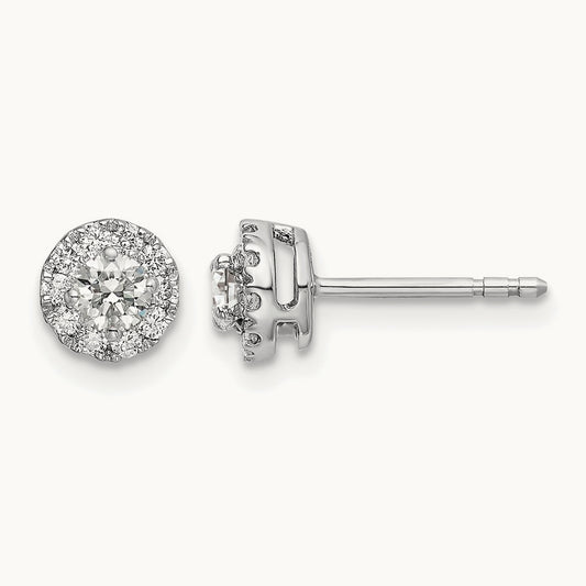 Round Halo Post Earrings, 0.50-1.00 ct tw Lab-Grown Diamond
