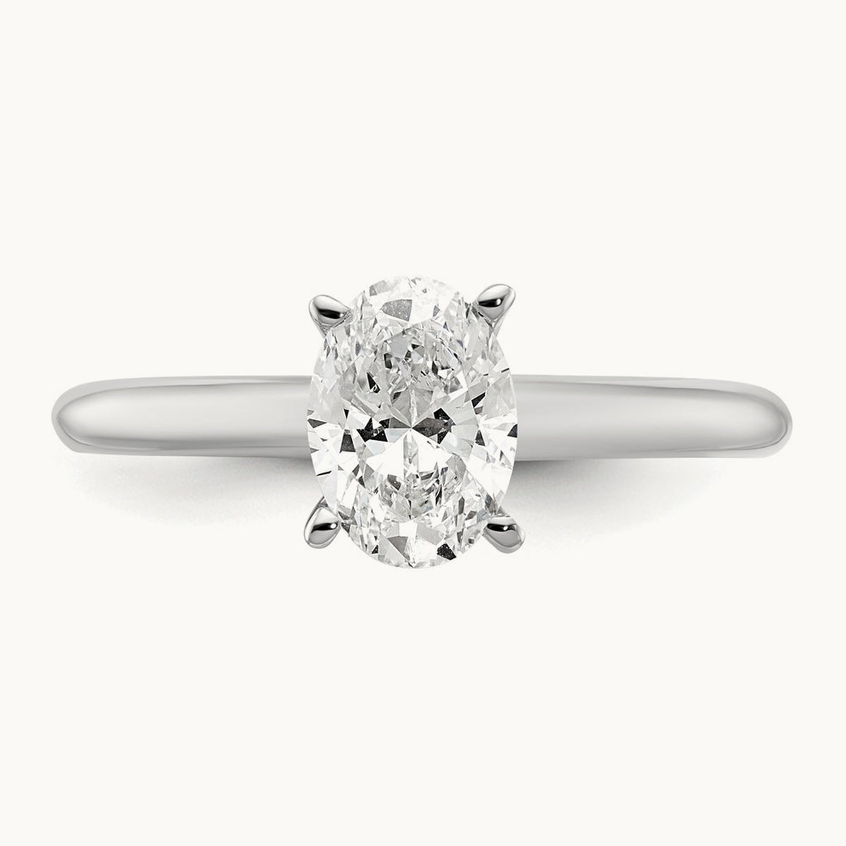 Oval Solitaire Engagement Ring, 0.50-5.00 ct tw Lab-Grown Diamond — 1 ct, 14K White Gold