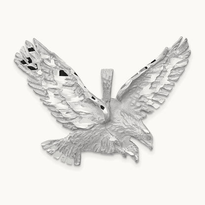 Polished Diamond-cut Eagle Pendant, 14K White Gold