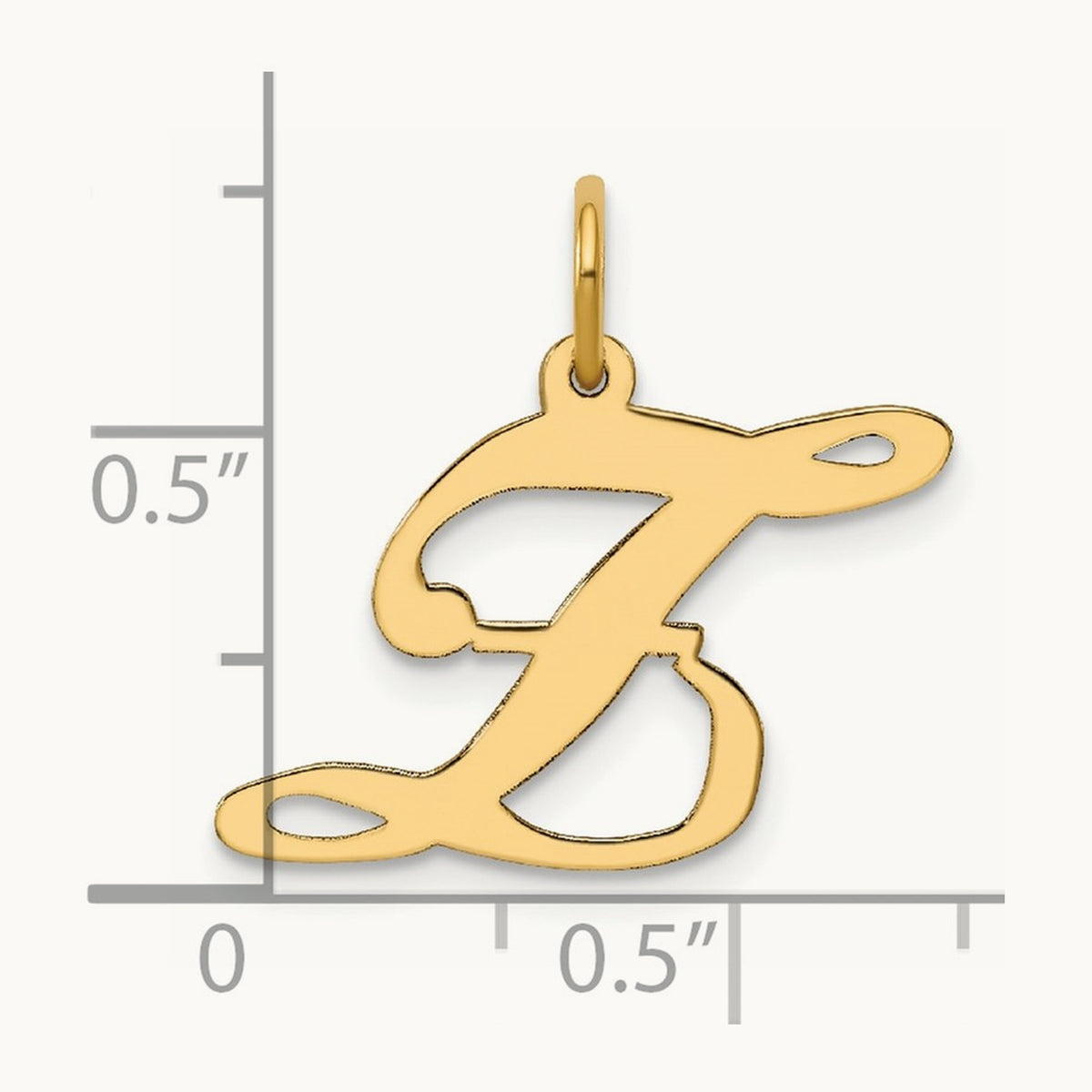Medium Fancy Script Initial Charm — 14K Yellow Gold, Z