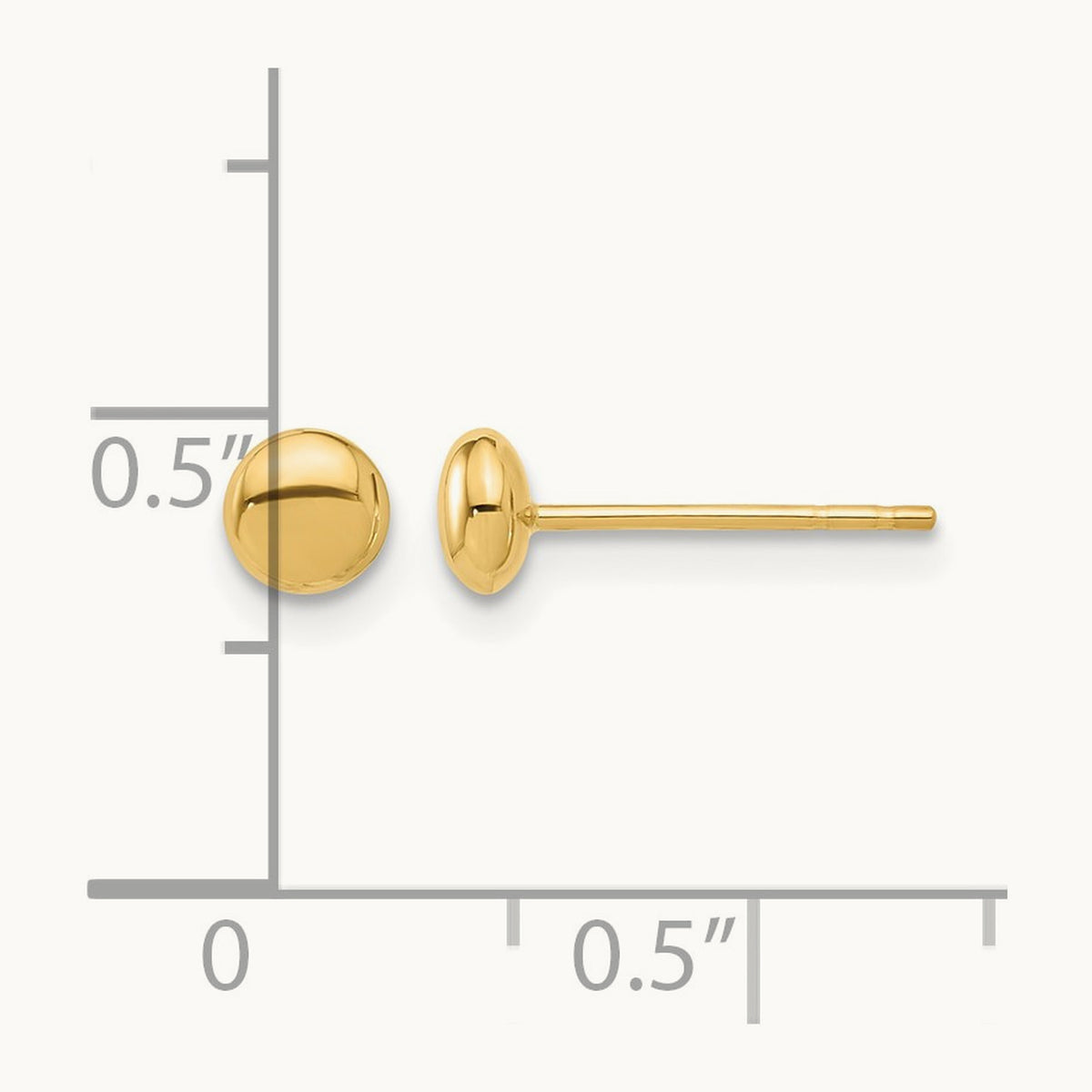 Polished Button Post Earrings — 14K Yellow Gold, 4.5mm