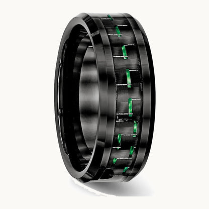 Chisel Ceramic Black with Green Carbon Fiber Inlay Beveled Edge Ring