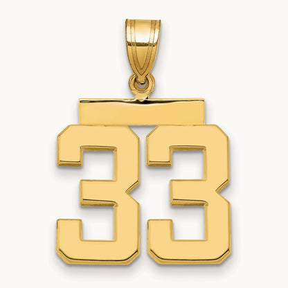 Medium Polished Number 33 Charm, 14K