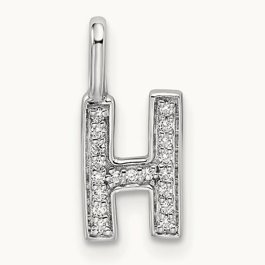 Diamond Letter H Initial Pendant, 14K White Gold