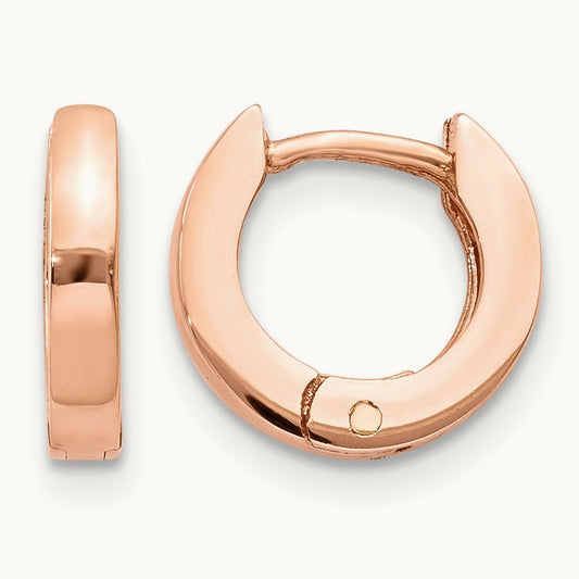 Round Hinged Hoop Earrings, 14K Rose Gold