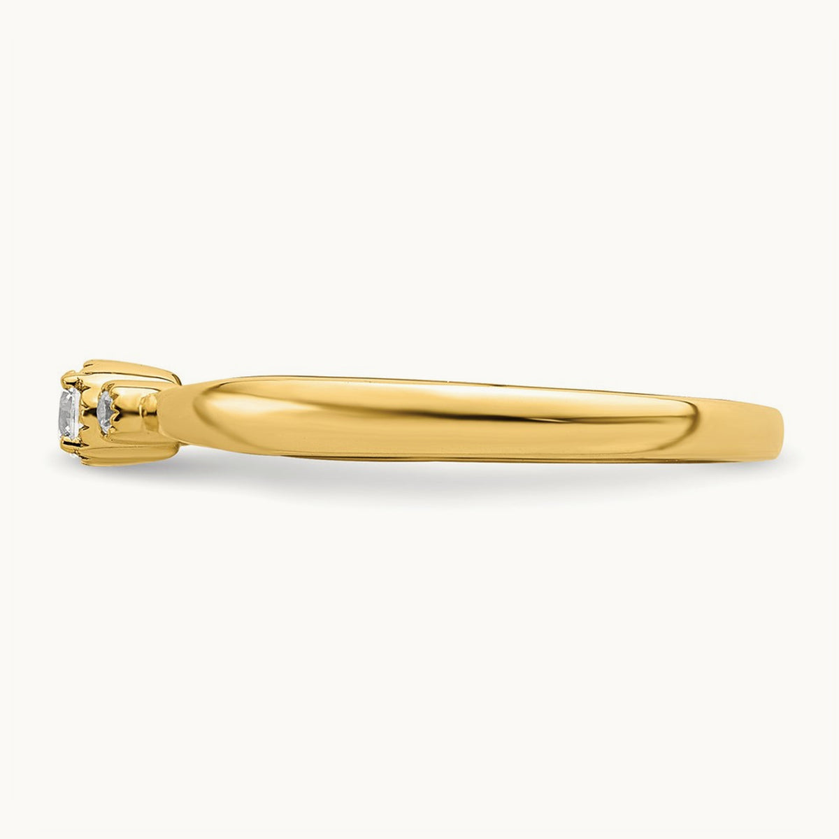 Petite Beaded Edge Round Complete Diamond Ring — 14K Yellow Gold, 0.1 ct, 7