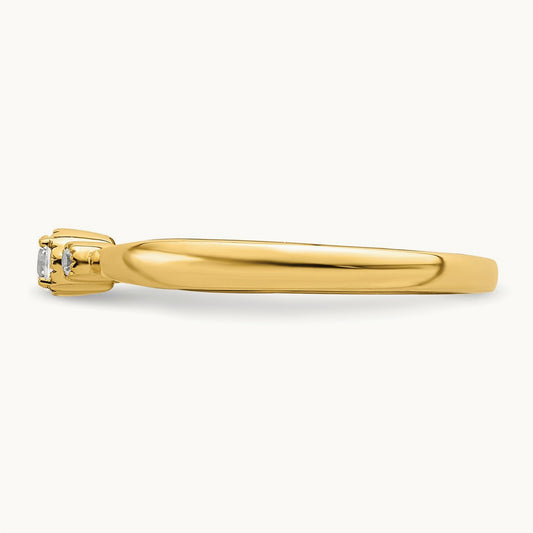 Petite Beaded Edge Round Complete Diamond Ring — 14K Yellow Gold, 0.1 ct, 7