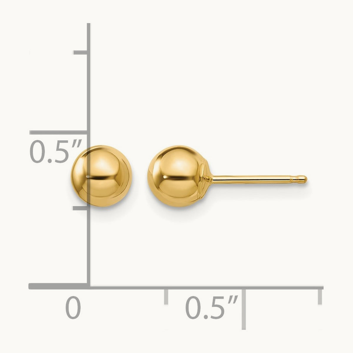 Polished Ball Post Earrings — 14K Yellow Gold, 5mm