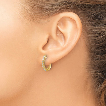 Diamond Hinged Hoop Earrings — 14K Yellow Gold, 16mm, 0.24 ct