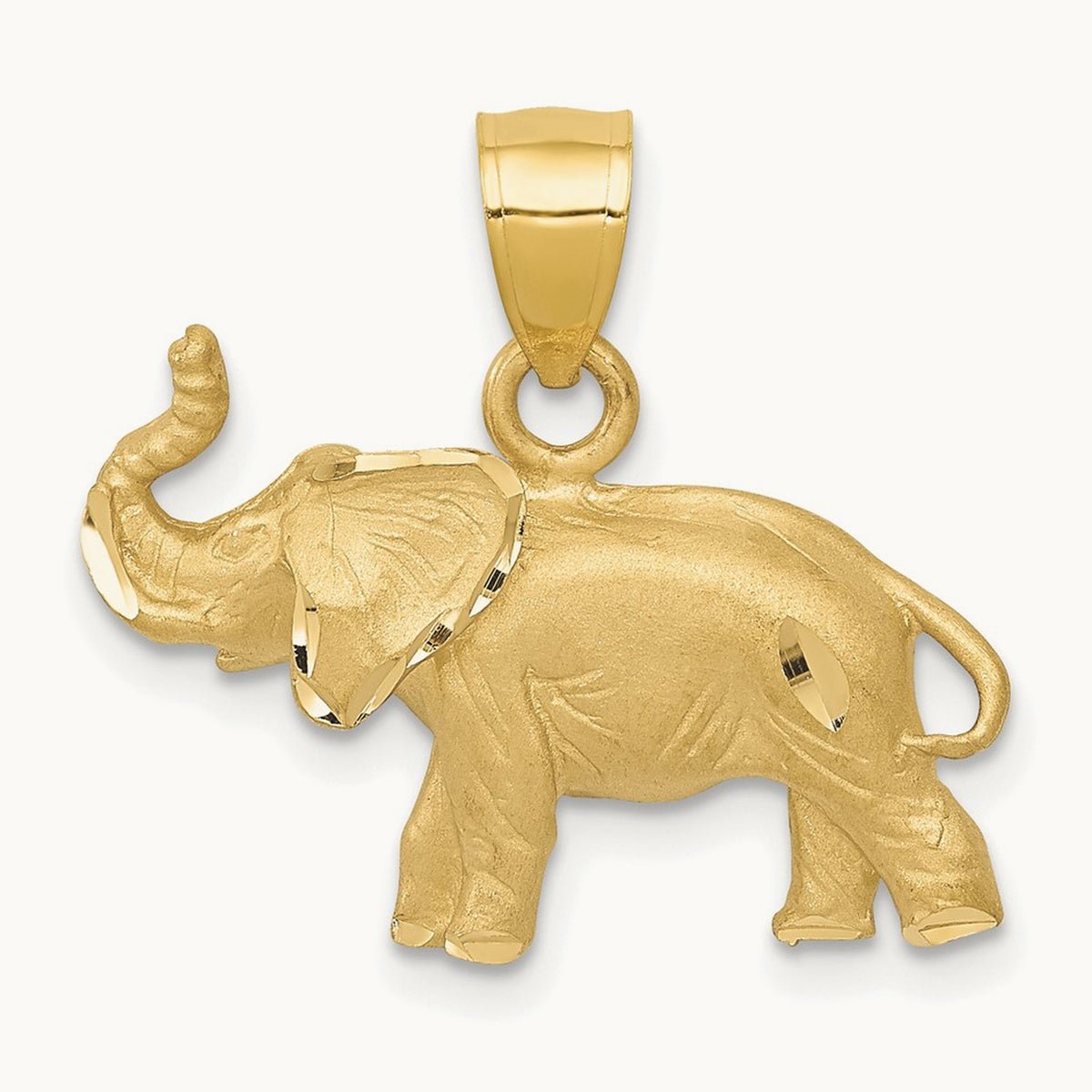 Diamond-cut Elephant Pendant, 14K