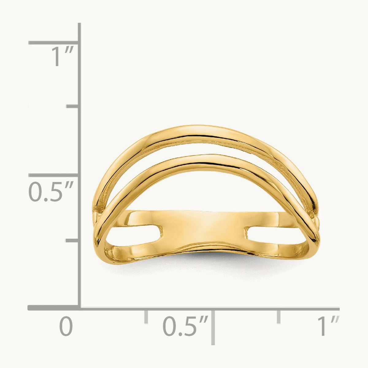 Polished Double Wave Fashion Thumb Ring, 14K Gold