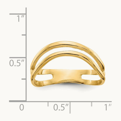 Polished Double Wave Fashion Thumb Ring, 14K Gold