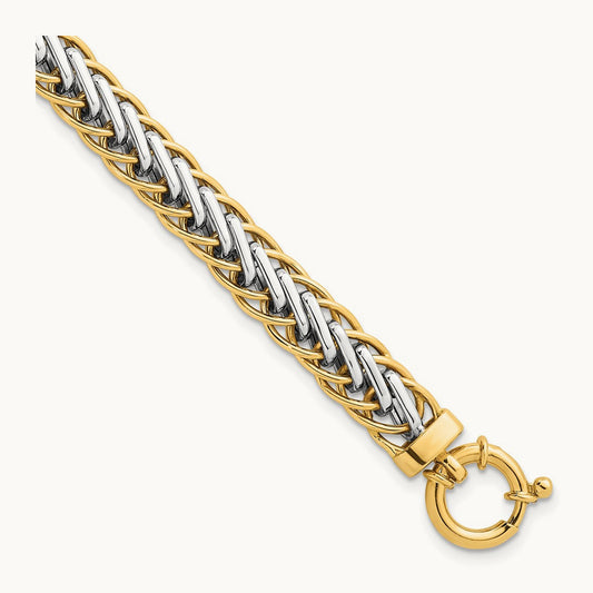 Polished Fancy Link Bracelet, 14K Two-tone