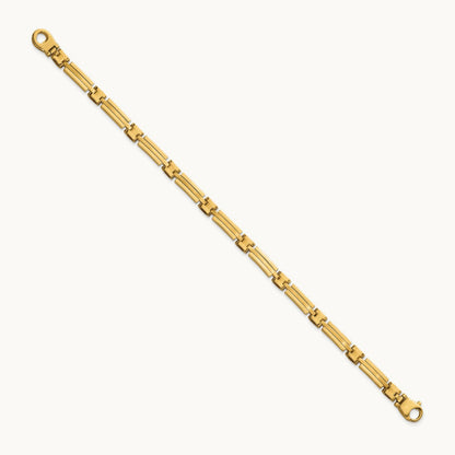 Polished and Brushed Fancy Link Bracelet, 5mm, 14K
