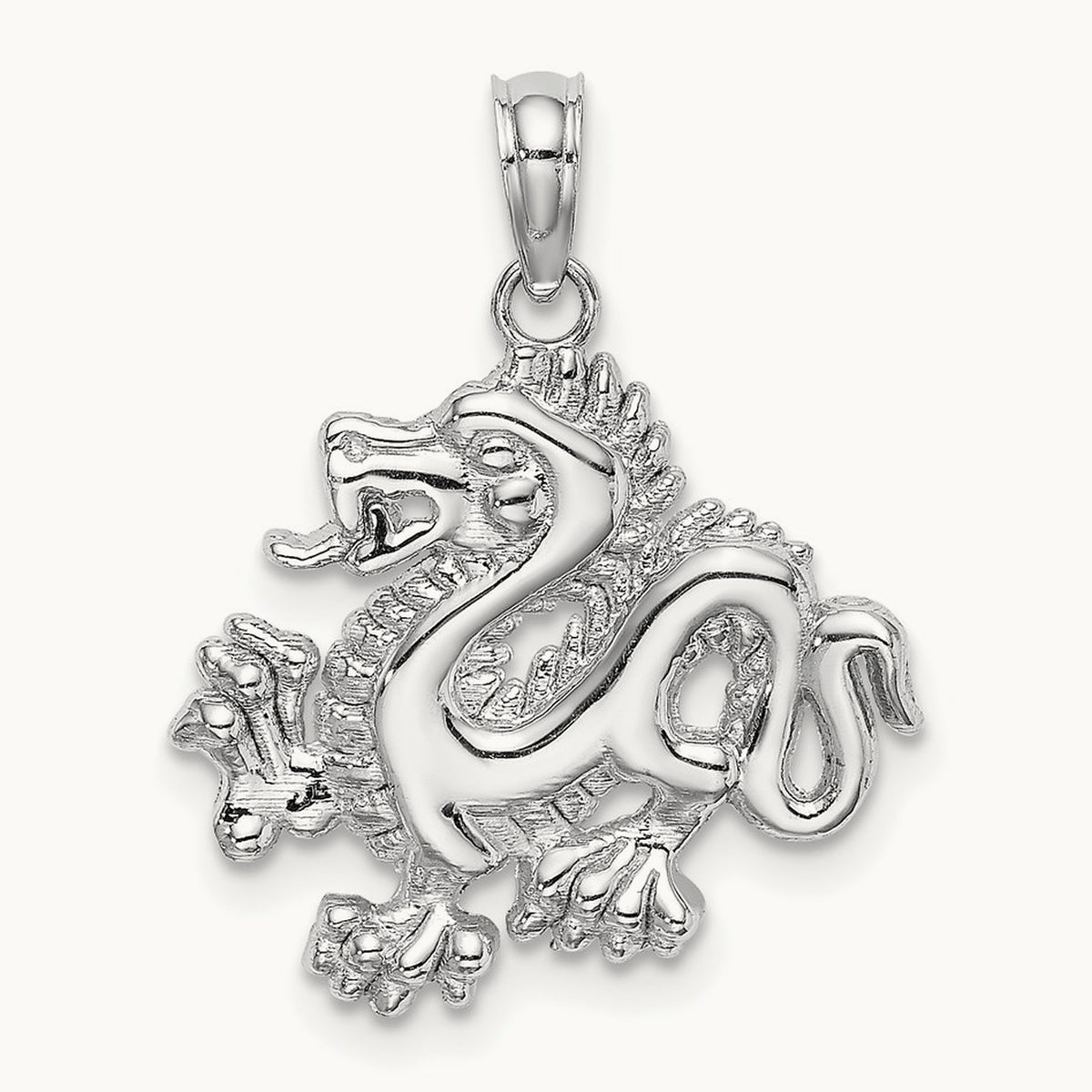 Small Dragon Charm, 14K White Gold