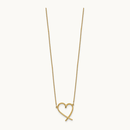 Polished Open Heart w/2 in ext. Necklace, 14K
