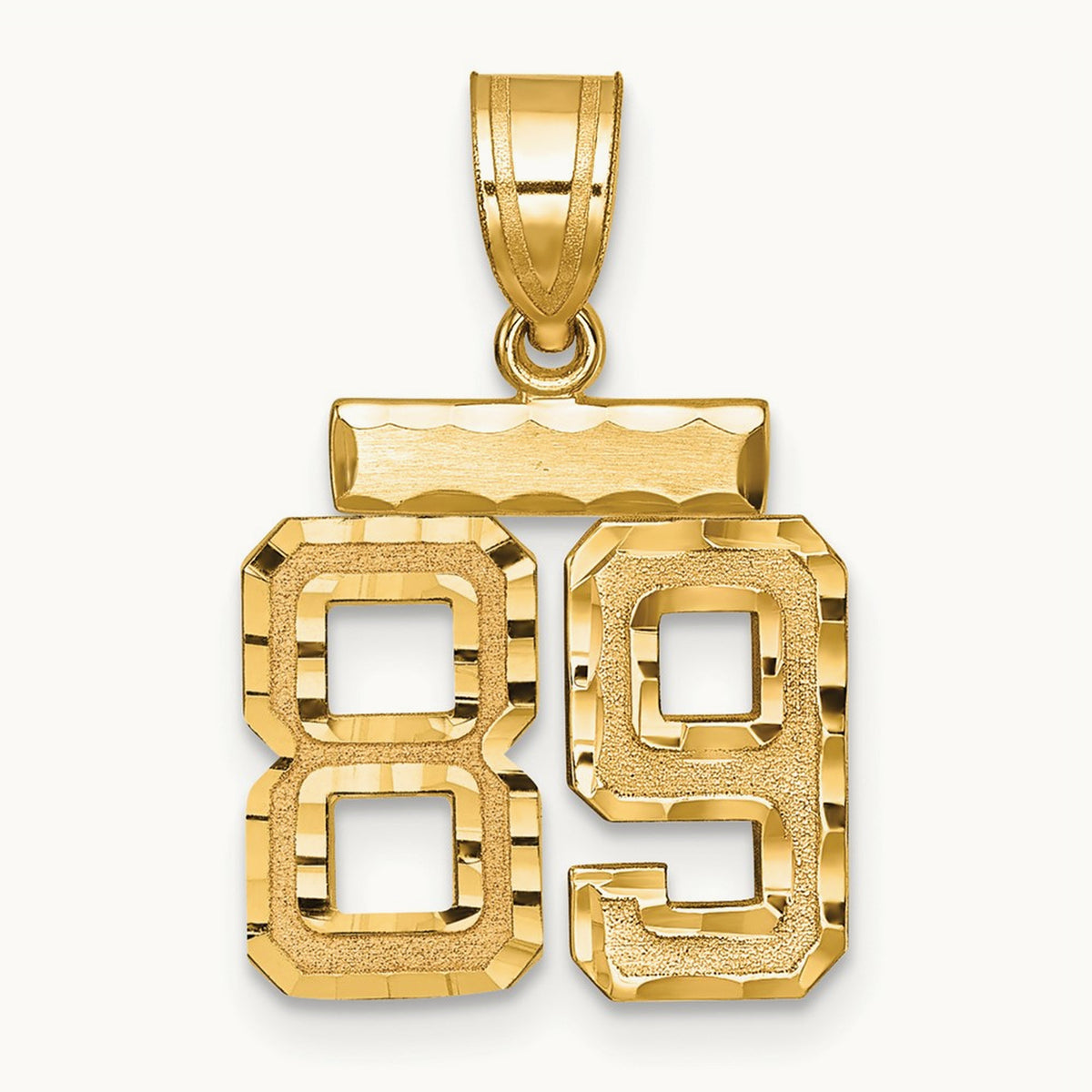 Small Brushed Diamond-cut Number 89 Charm, 14K