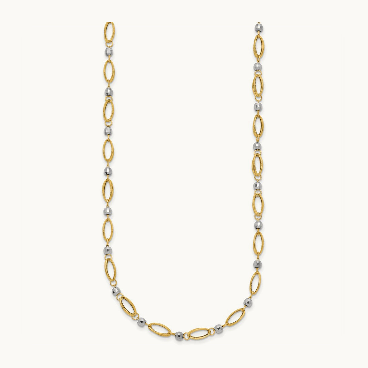 Fancy Mirror Bead Necklace, 14K Two-tone