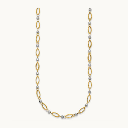 Fancy Mirror Bead Necklace, 14K Two-tone