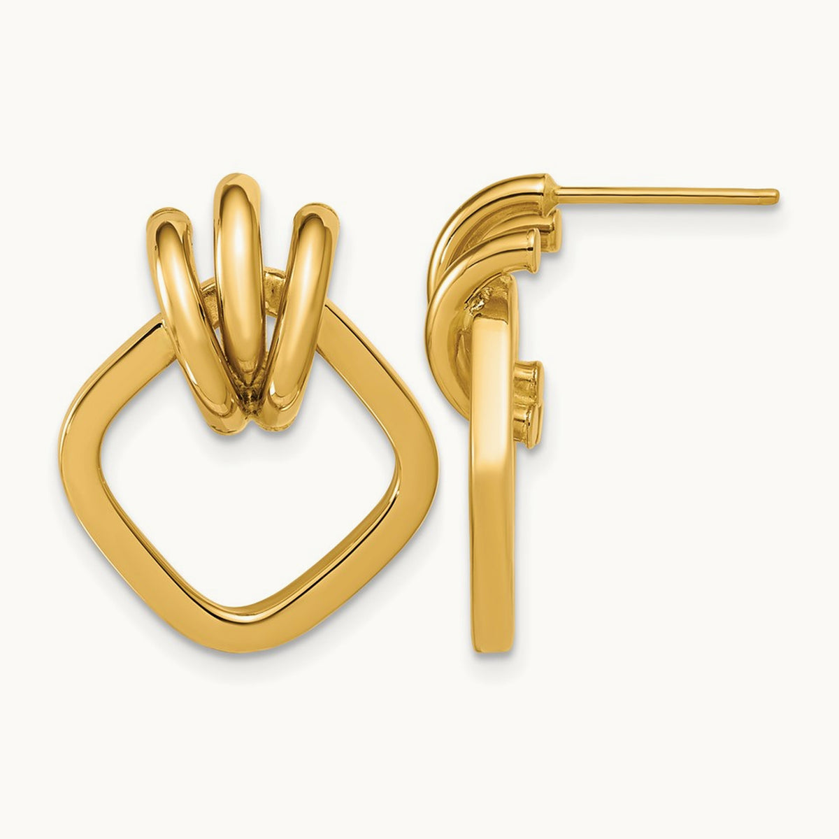 Polished Dangle Post Earrings, 14K — Leslie's