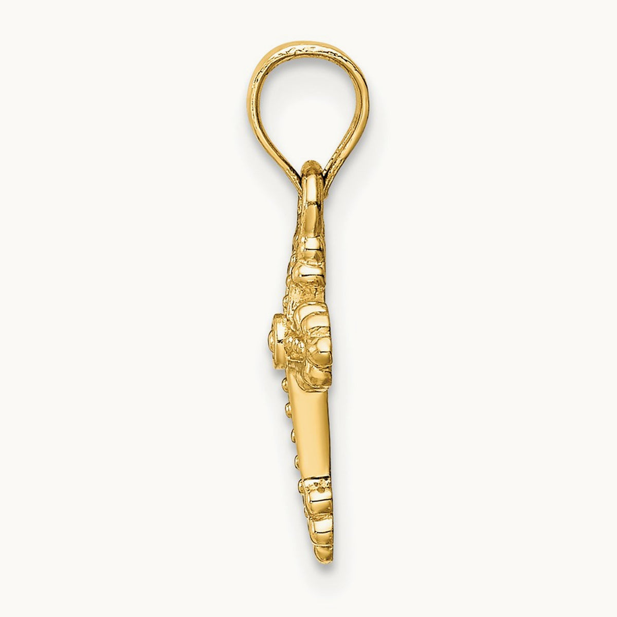 Tiny Budded Cross Charm, 14K