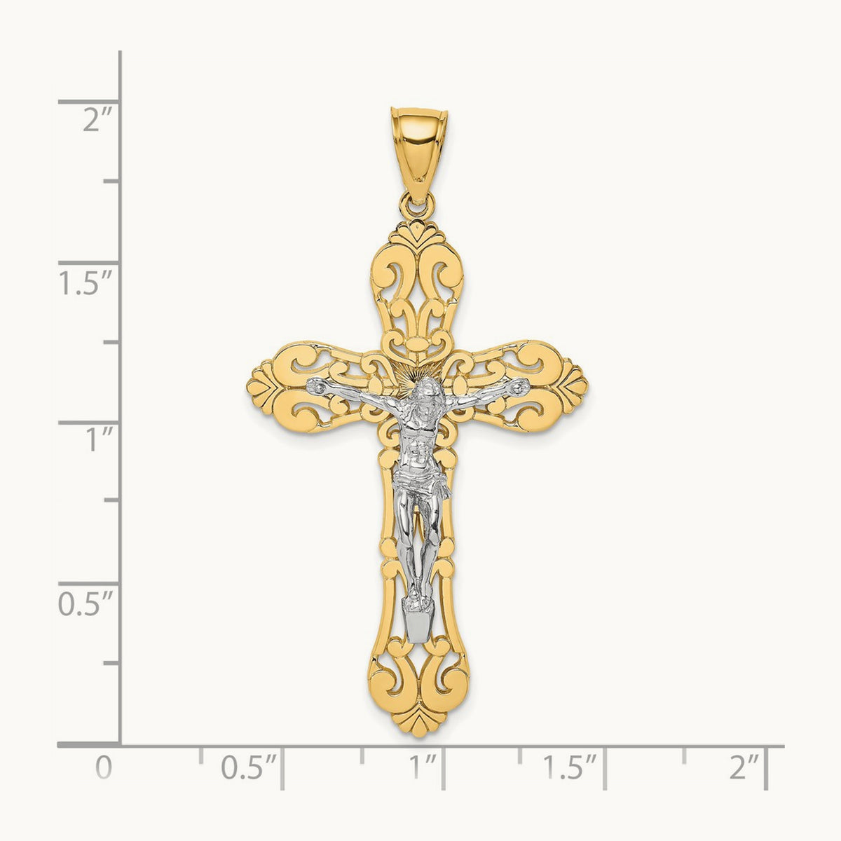 Crucifix Charm, 14K Two-tone