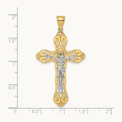 Crucifix Charm, 14K Two-tone