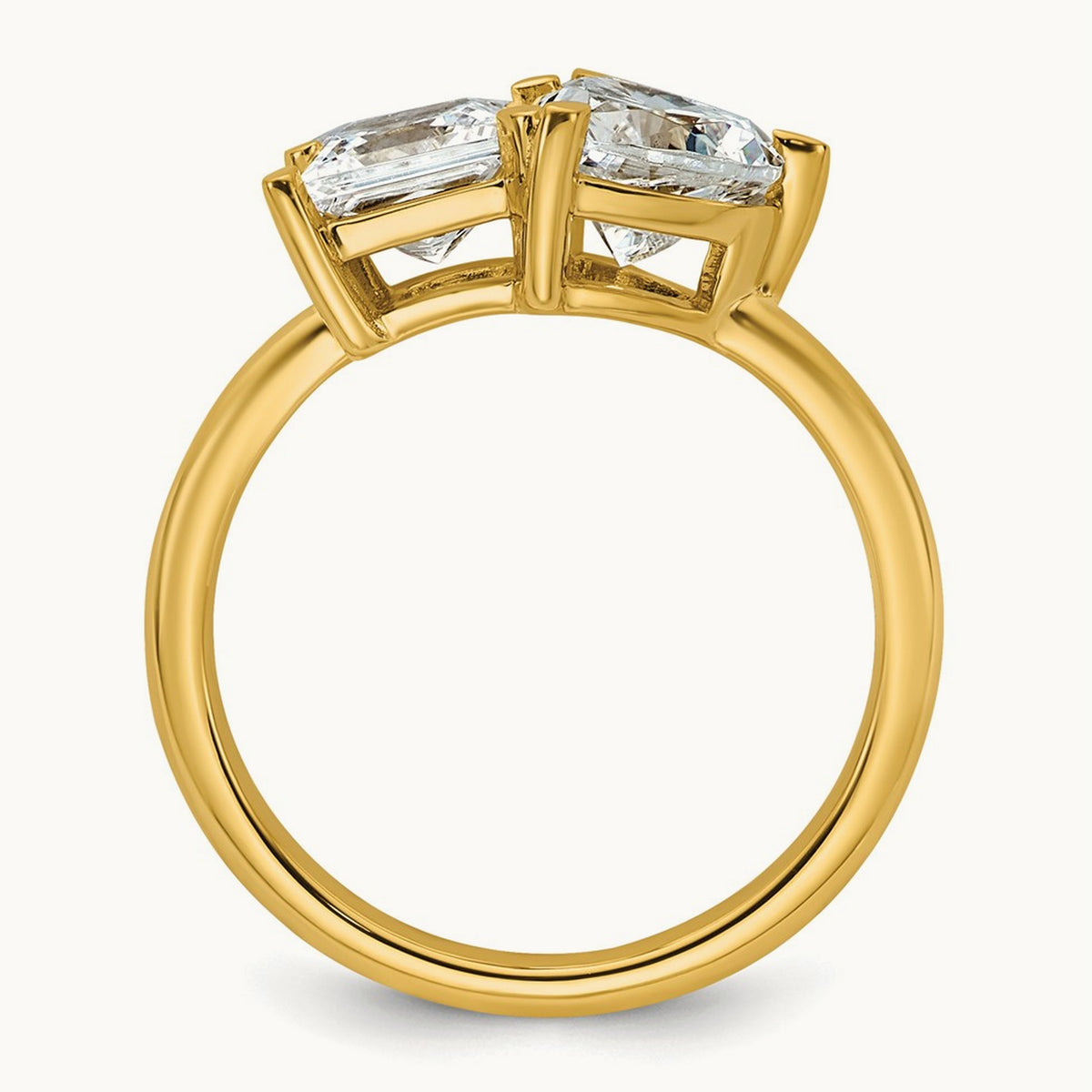 Princess & Heart 2 Stone Engagement Ring, 2.00 ct tw Lab-Grown Diamond — 14K Yellow Gold