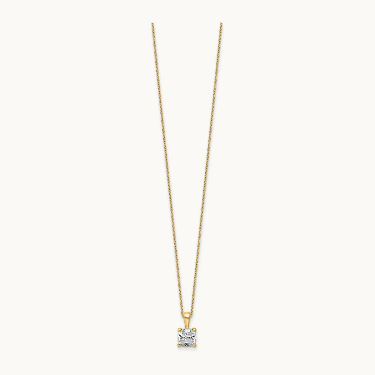 Cushion Pendant Necklace, 0.50-2.00 ct tw Lab-Grown Diamond — 1 1/2 ct, 14K Yellow Gold