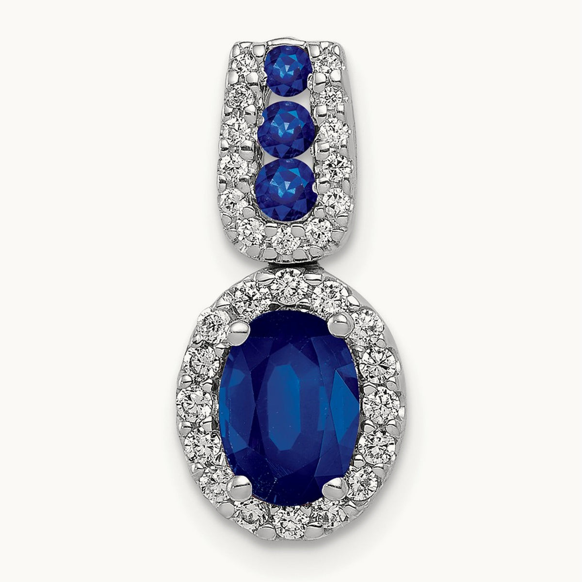 Created Sapphire Halo Pendant, 0.20 ct tw Lab-Grown Diamond