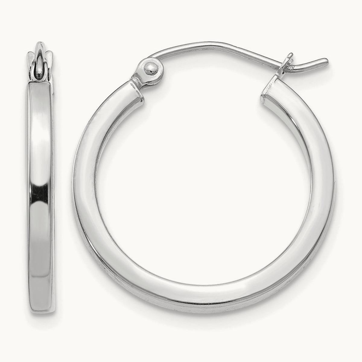 Square Tube Hoop Earrings — 14K White Gold