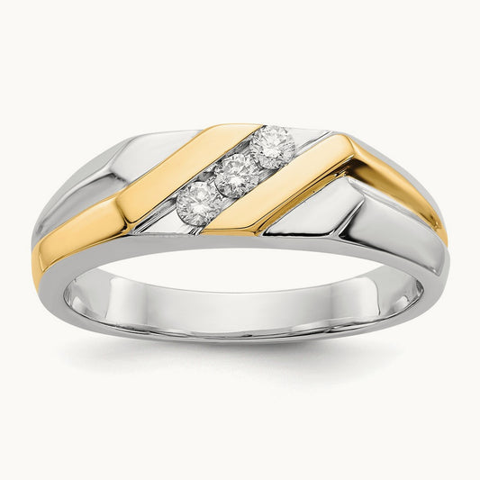 Diamond Mens Ring, 14K Two-tone Gold