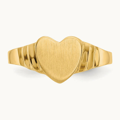 Satin Children's Heart Signet Ring, 14K