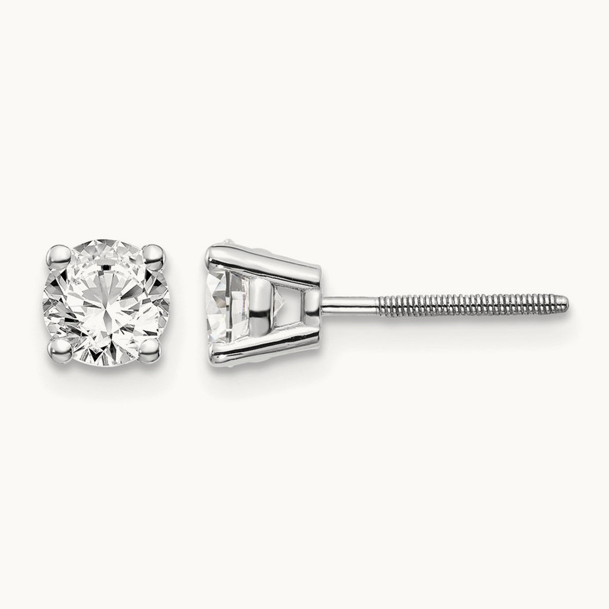 .85ct SI3 G-I Diamond Stud Thread on/off Post Earrings, 14K White Gold