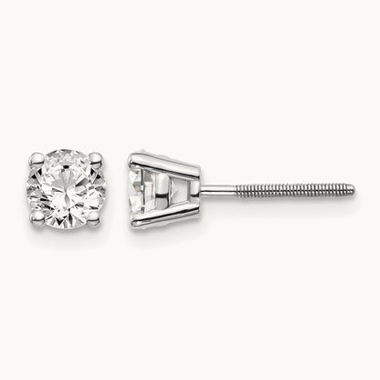 .85ct VS2/SI1 G-I Diamond Stud Thread on/off Post Earrings, 14K White Gold