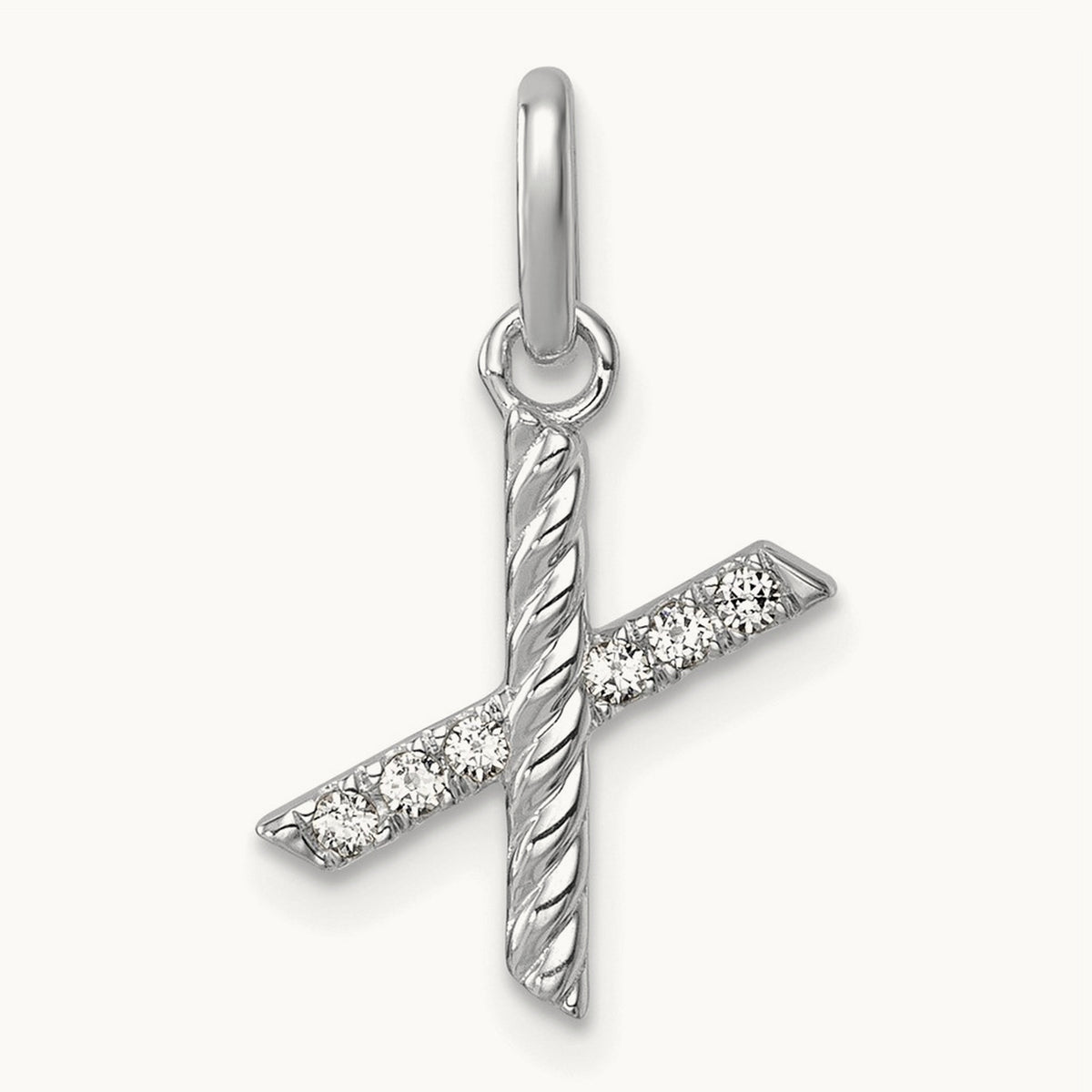 Twisted Diamond Charm — 14K White Gold, X