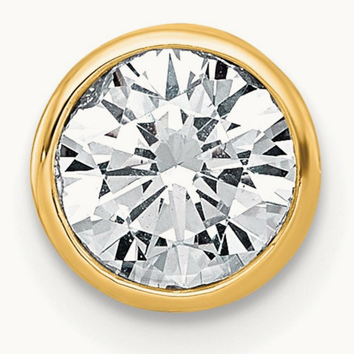 Round Bezel Set Chain Slide Pendant, 0.25-3.00 ct tw Lab-Grown Diamond — 1 ct, 14K Yellow Gold