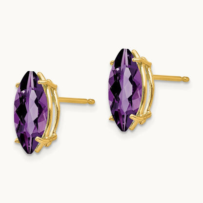 10x5mm Marquise Amethyst earring, 14K