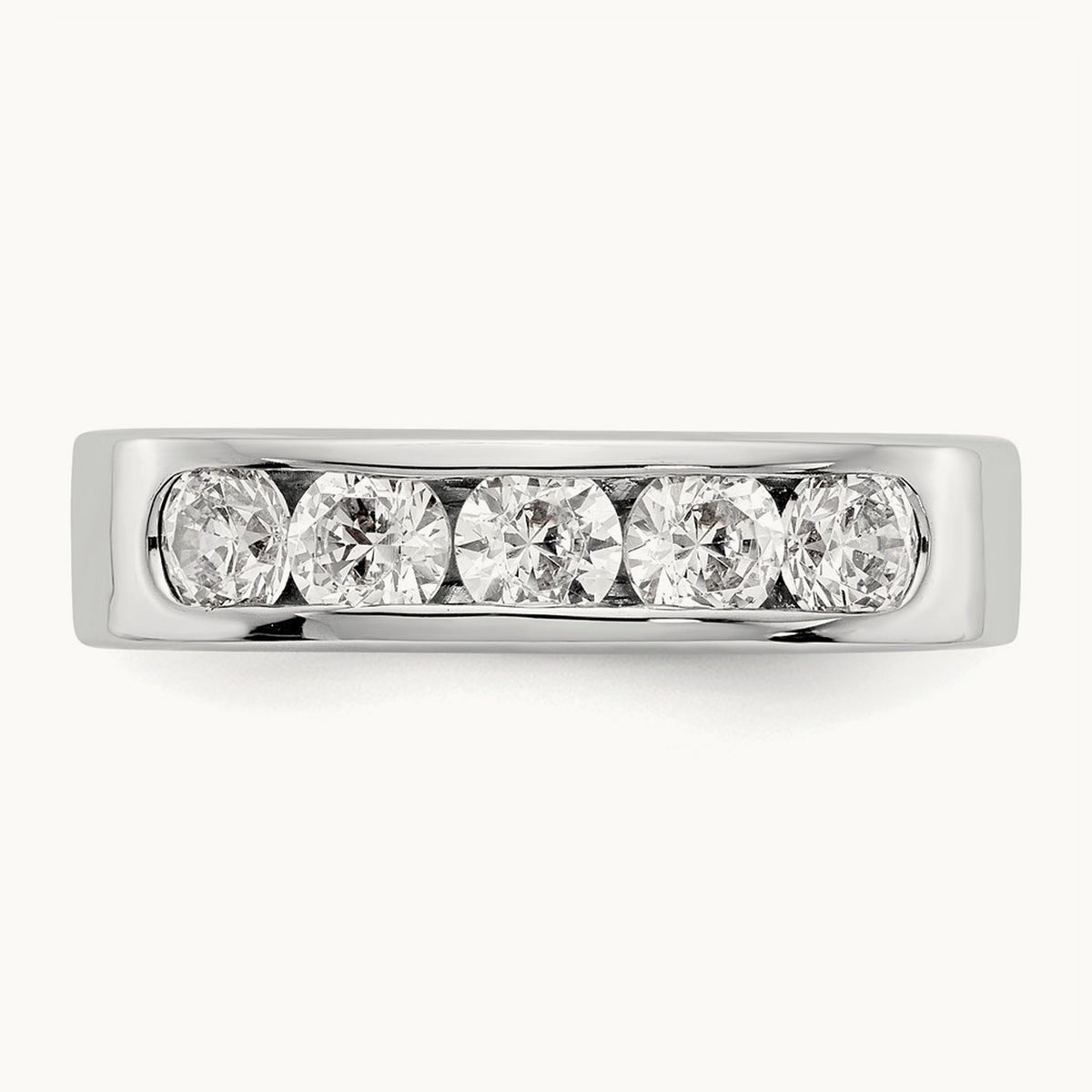 5-Stone Diamond Channel Band, 14K White Gold