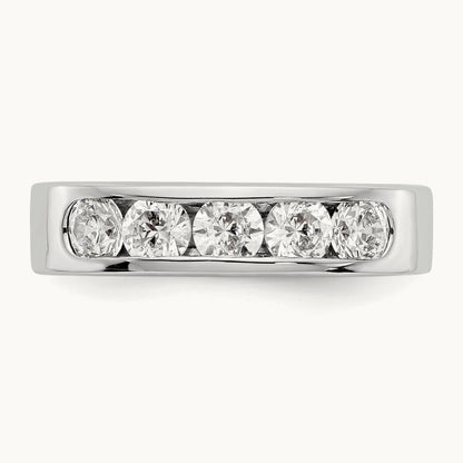 Setting: 5- Stone Closed Channel Band Mounting, 3.8mm — 14K White Gold