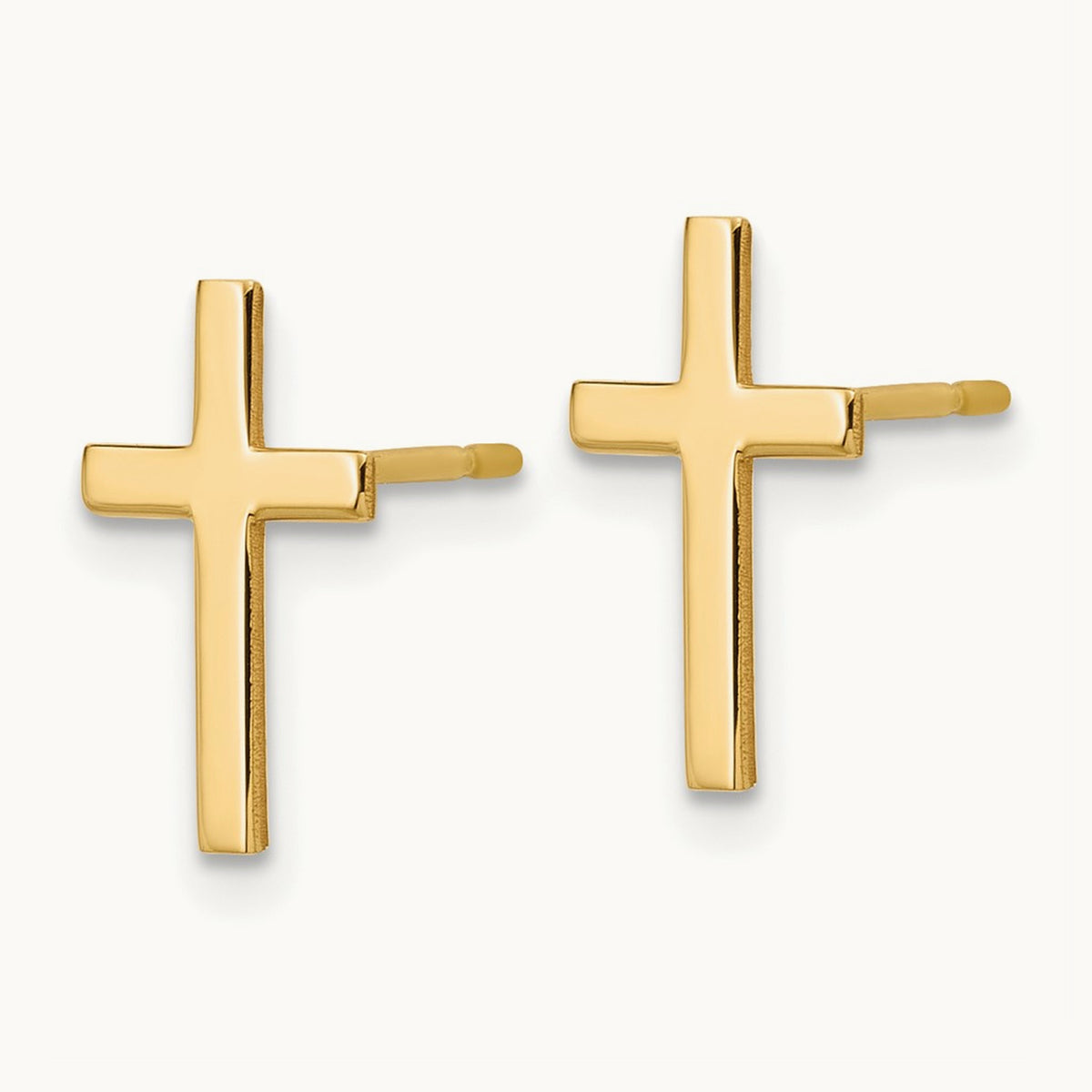 Polished Cross Earrings — 12.5mm