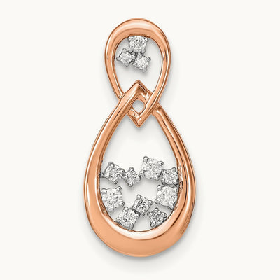 Polished Diamond Double Teardrop Chain Slide, 14K Rose Gold